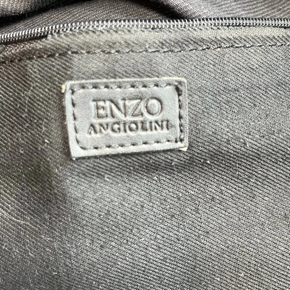 Vintage 90s Enzo Angiolini Black Large Flapover Shoulder Bag Credit Card Storage